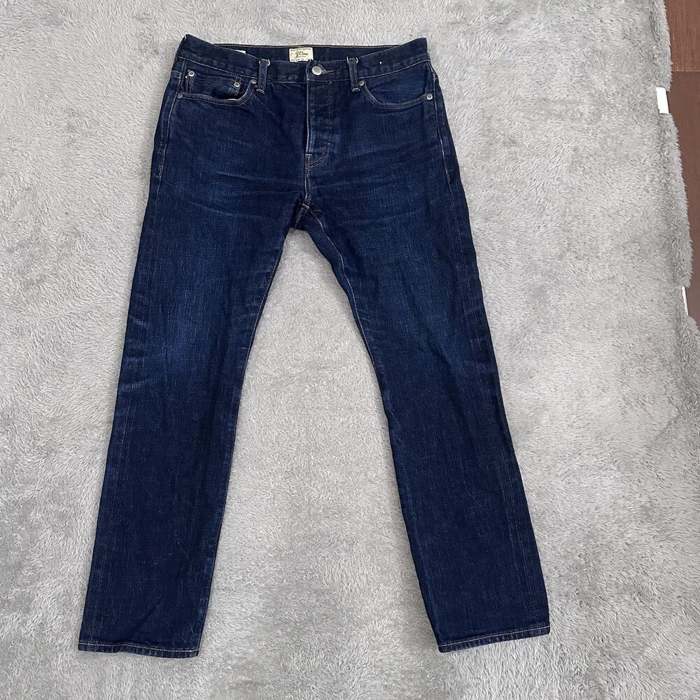 J Crew Selvedge Jeans Men's 32x32 Button Fly Blue Denim 770 Stretch Straight